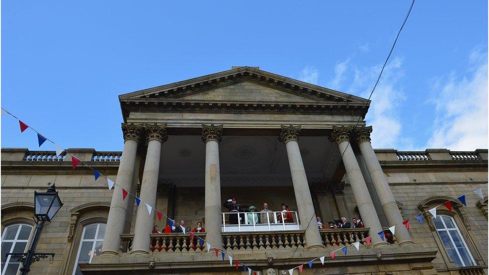 The Queen and the Duke of Edinburgh at Accrington Town Hall in 2012