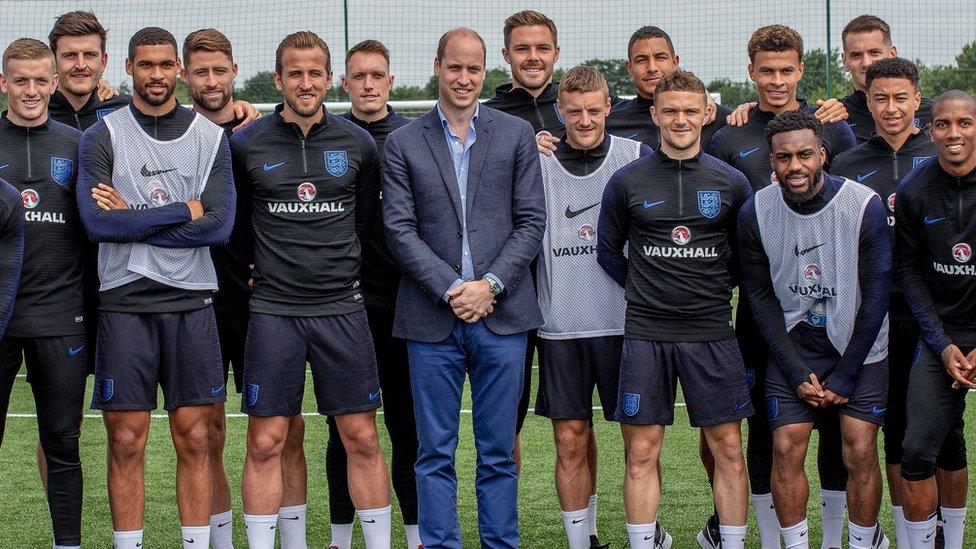 Prince William with England squad