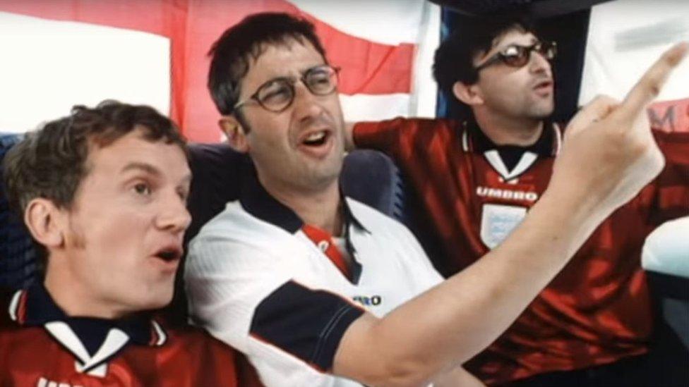 Screen grab from music video for Three Lions '98