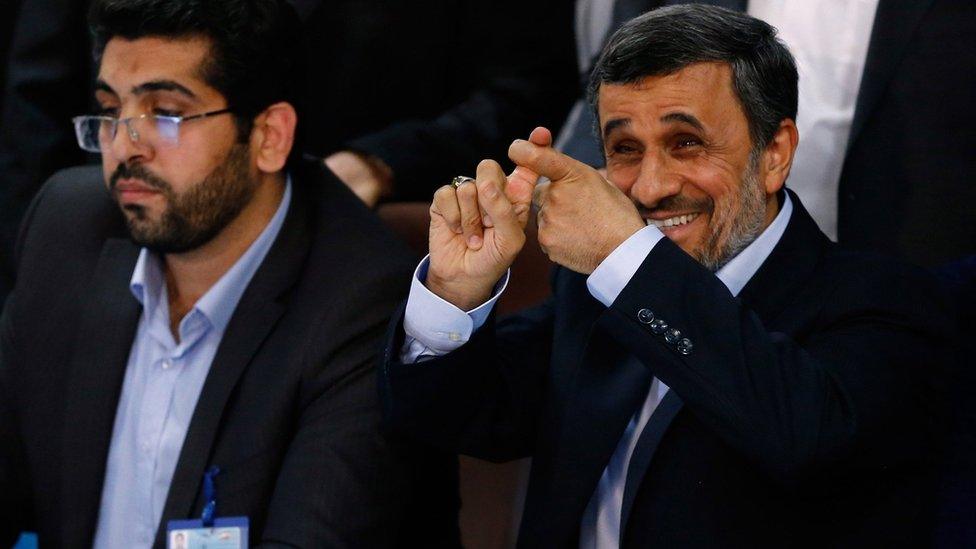 Mahmoud Ahmadinejad registers for Iran's presidential election in Tehran (12 April 2017)