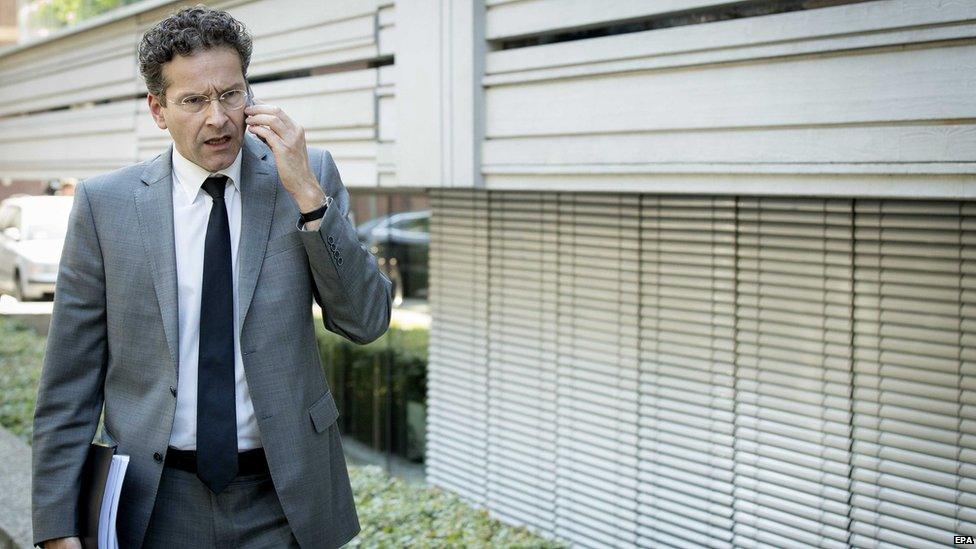 Jeroen Dijsselbloem speaks on his mobile phone (1 July 2015)