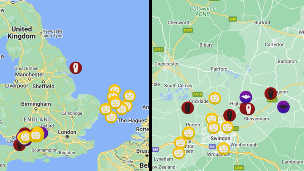 Vandalised Halloween trail map