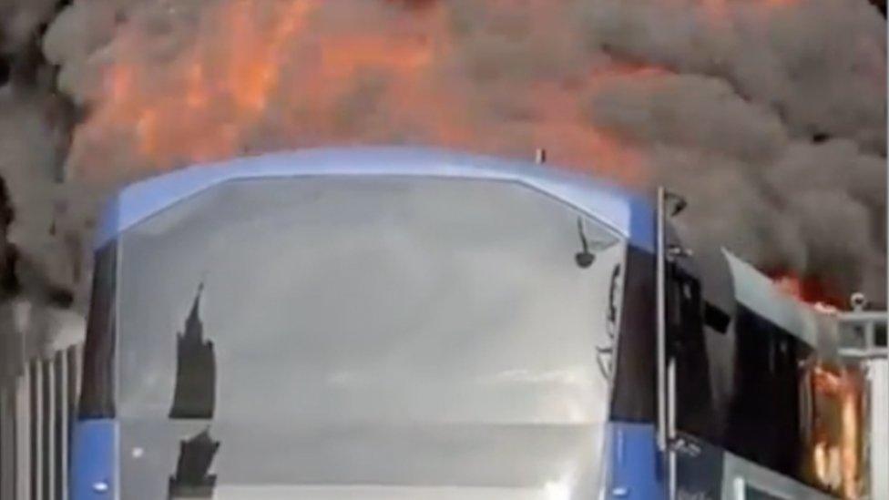 Bus on fire