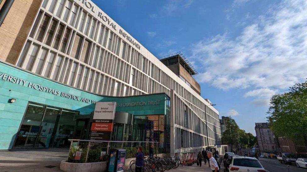 Outside the Bristol Royal Infirmary main entrance