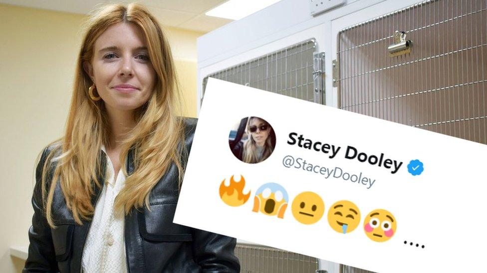 Stacey Dooley alongside the emojis she tweeted.