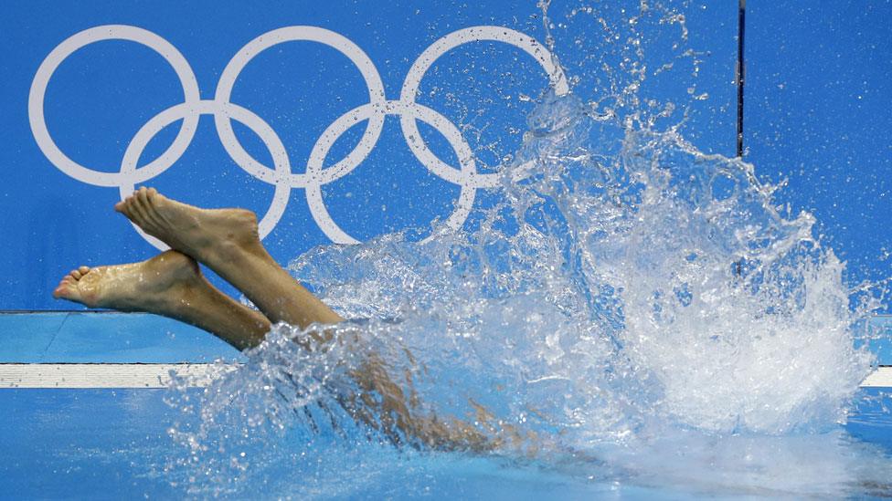 Swimmer practising in Olympic pool