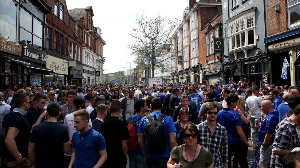 Leicester fans in the city centre