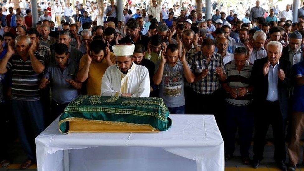 Funeral of Sehriban Nurbay, a 3-month-old girl killed in the Gaziantep bombing