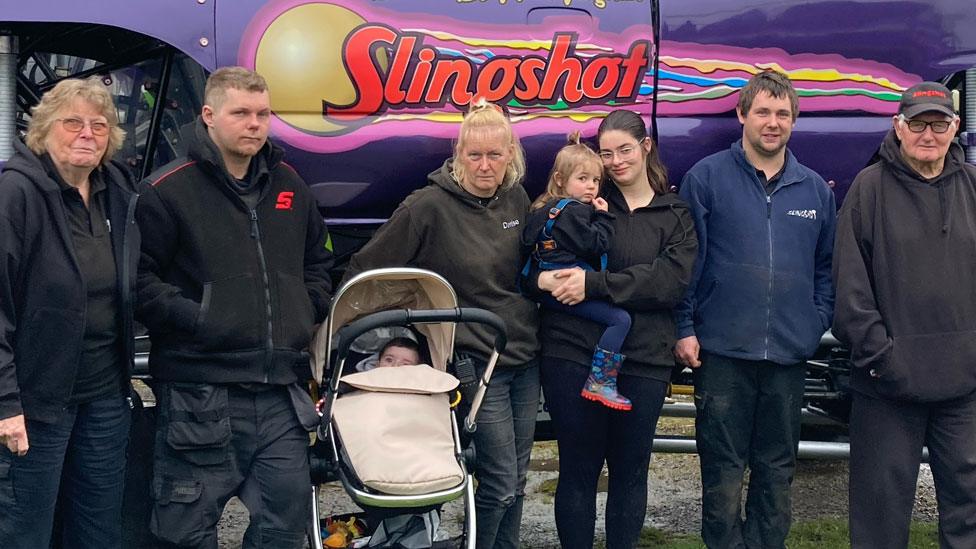 Ros Swallow, John Vaughan, Rory, Denise Vaughan, Ellen-Mae holding Rosie, Alan Vaughan and Mick Swallow