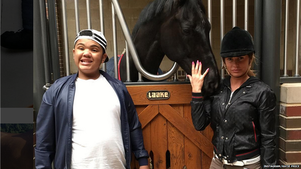 Katie Price and Harvey with a horse