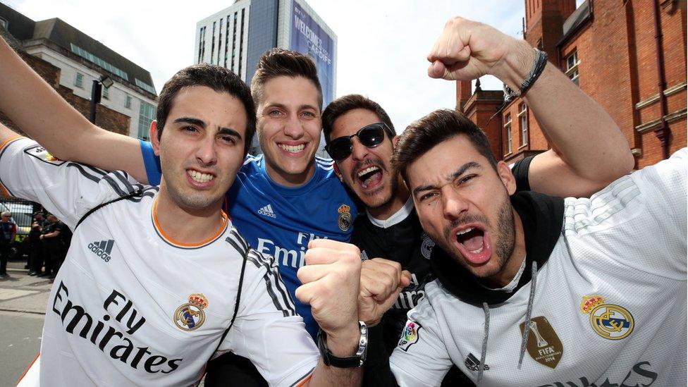 Real Madrid fans in Cardiff ready for the match