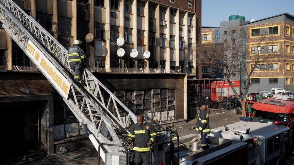 the burned building