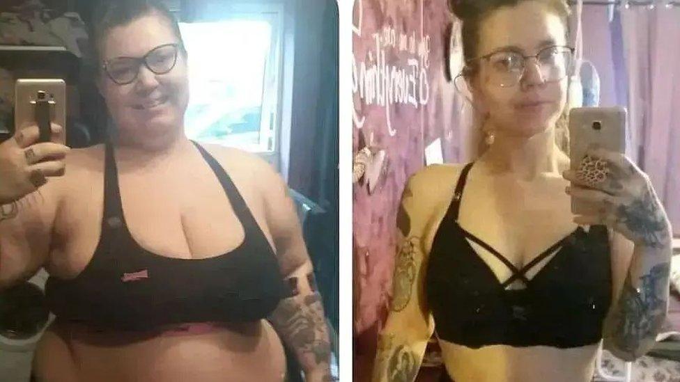 Jessica Gould before and after she lost the weight