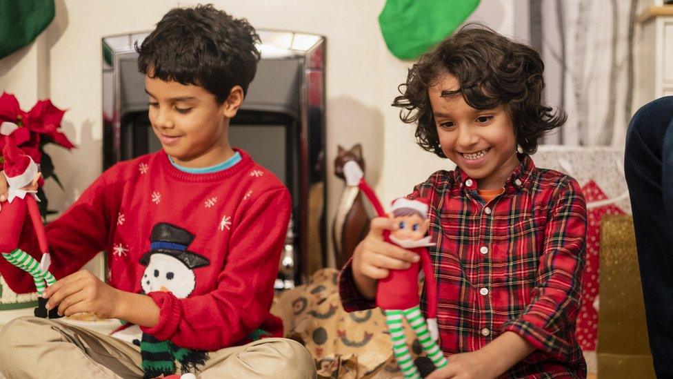 children playing with elves