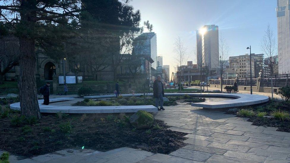 People visit memorial in Manchester city centre