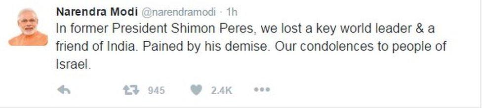 Modi Tweet: In former President Shimon Peres, we lost a key world leader and friend of India.