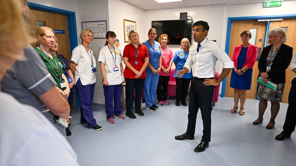 Rishi Sunak meeting staff in North Devon District Hospital, Barnstaple