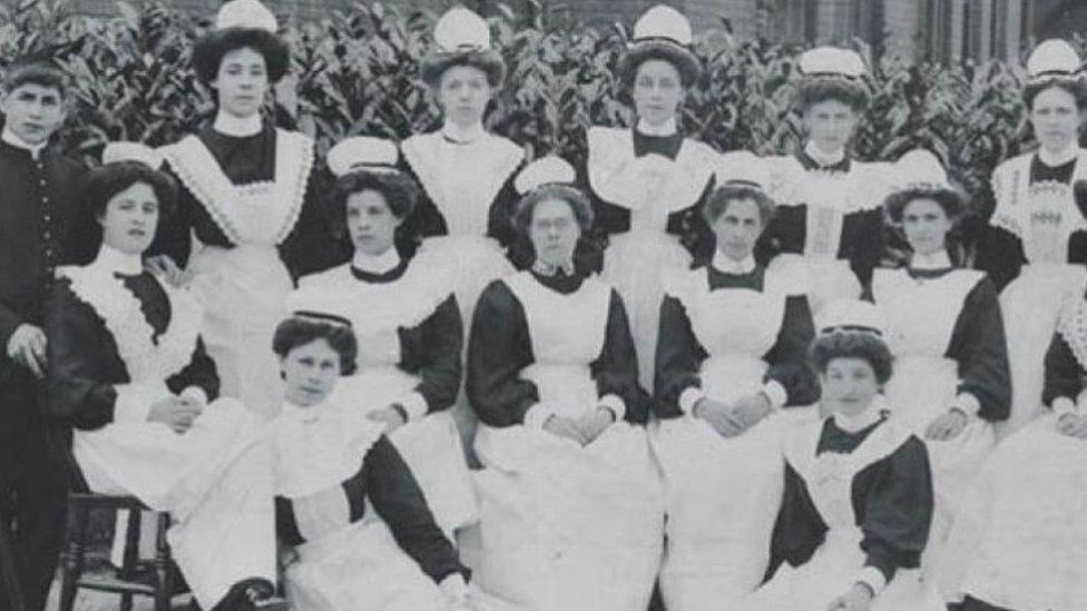 Domestic staff at Girton College, 1908