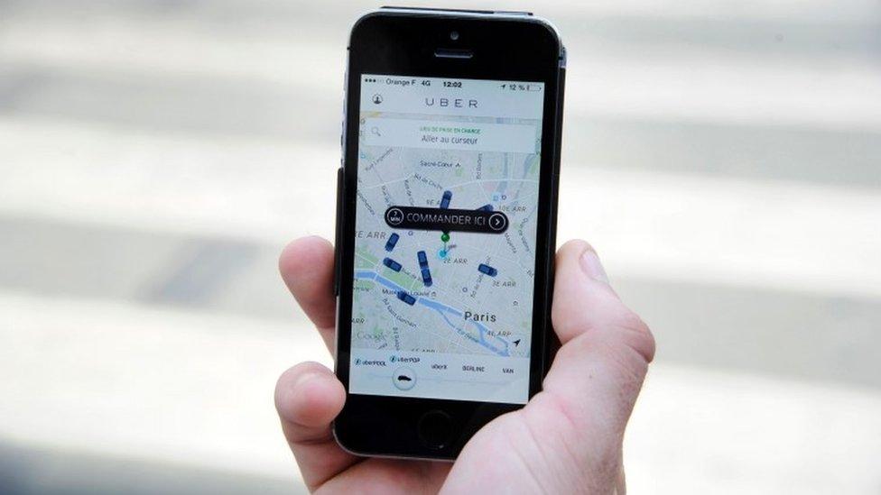 The French version of the Uber app to order a UberPop cab in Paris