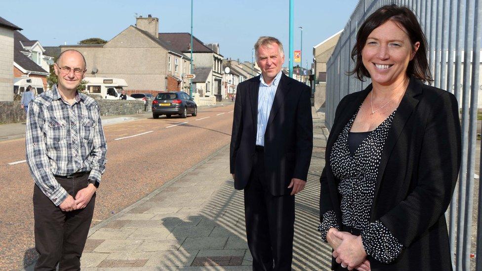 Gwynedd Councillor Dafydd Meurig, Wyn Thomas of Betsi Cadwaladr University Health Board and Mair Edwards, Grŵp Cynefin