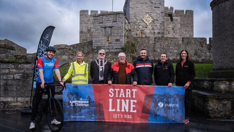 Event organisers and Castletown Commissioners in front of Castle Rushen