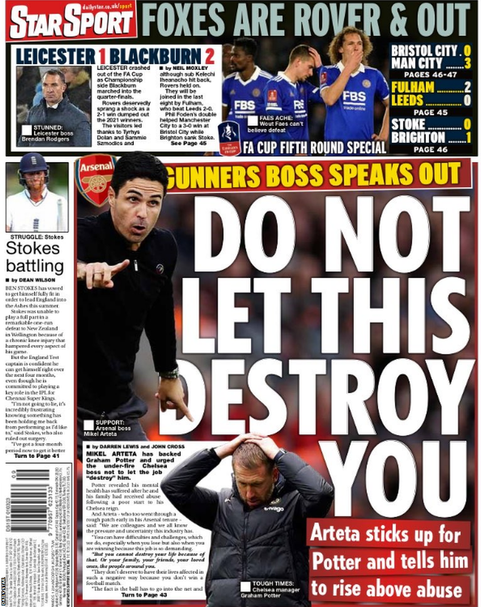 Daily Star back page on 1 March 2023