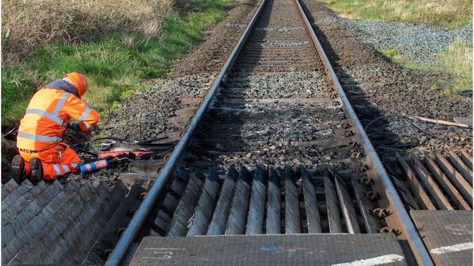 work on damaged railway line