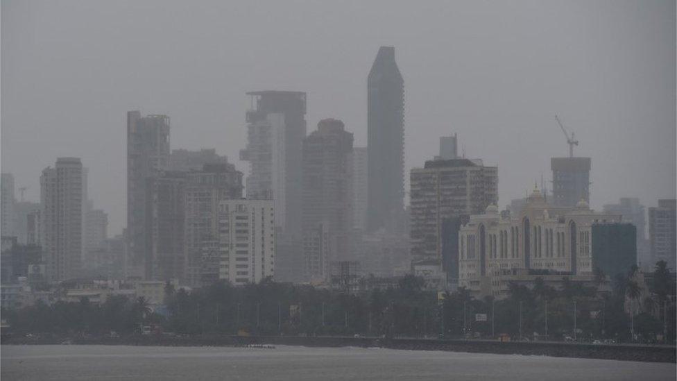 General view of Mumbai on June 3, 2020 as cyclone Nisarga barrels towards India"s western coast