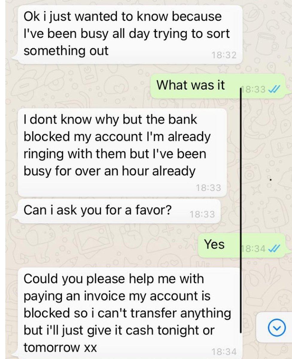 Whatsapp image of scam