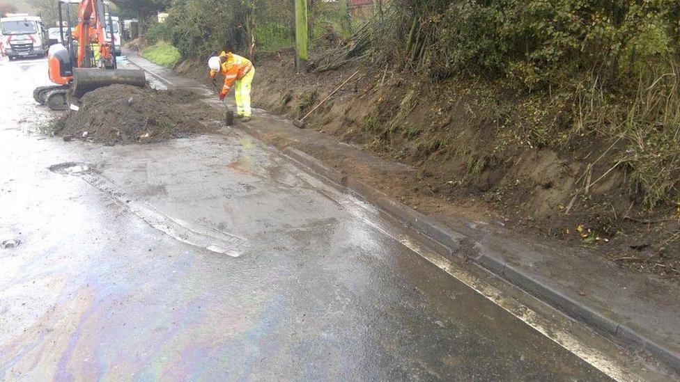 Road repairs on the A140 after a crane truck overturned