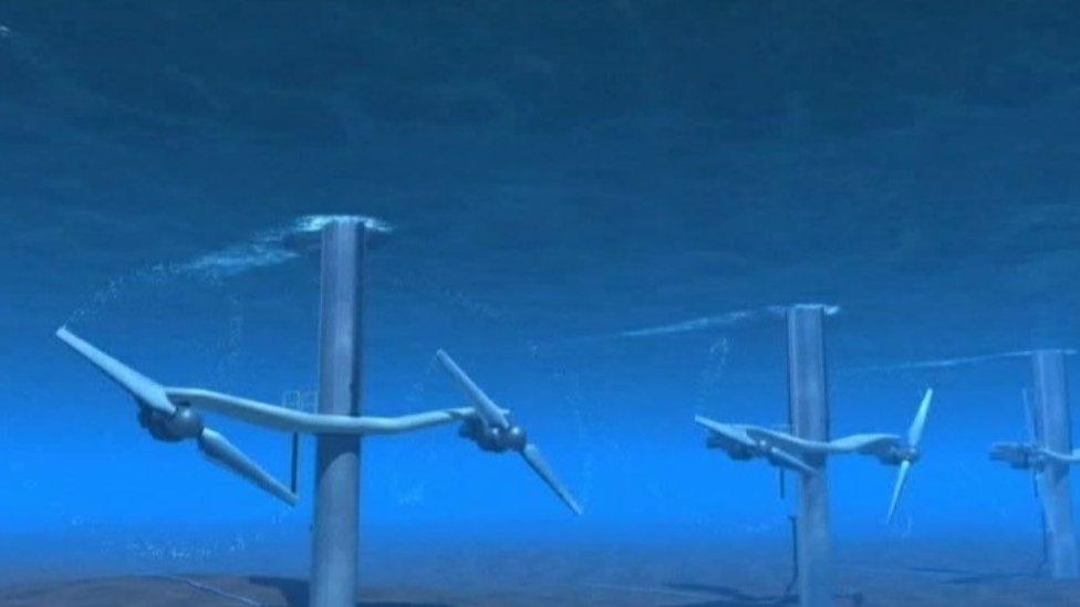 Illustrative underwater turbines