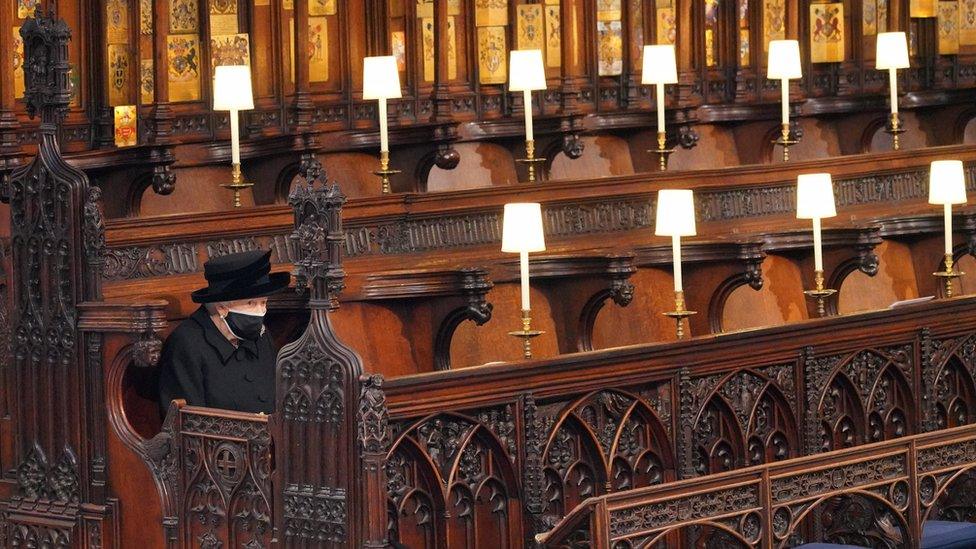 Queen at Prince Philip's funeral