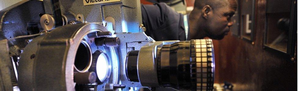 A projectionist at Fescapo in Ouagadougou in Burkina Faso - 2009