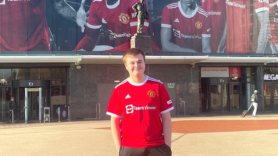 Charlie outside Old Trafford