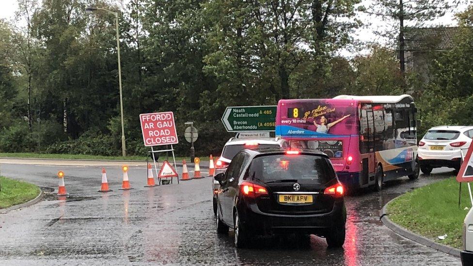 The A465 closed