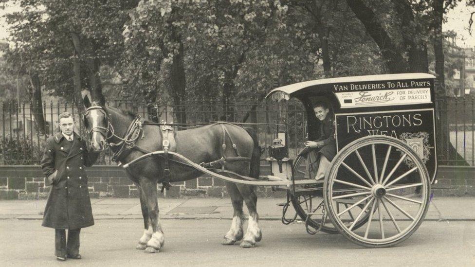 Rington's carriage and horse with Fenwick's advert