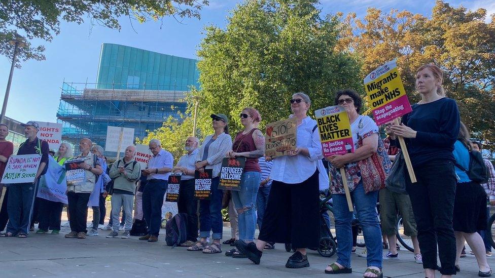 protest in Swansea