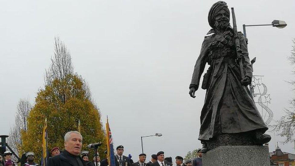 Sandwell Council leader Steve Eling and the statue