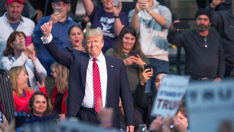 Republican presidential candidate Donald Trump speaks to guests during a rally at Macomb Community College on March 4, 2016 in Warren, Michigan.