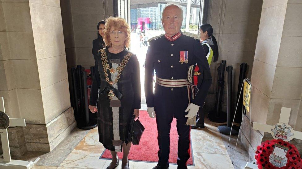 Lord mayor Maureen Cornish with Lord Lieutenant John Crabtree