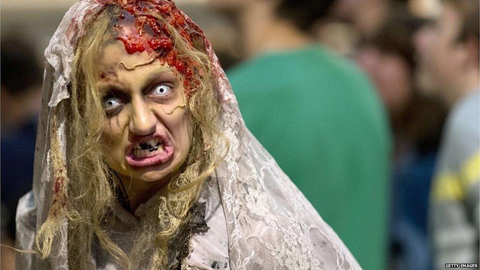 Girl dressed as zombie