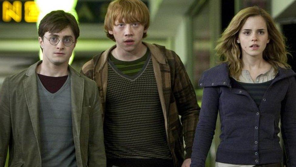 Daniel Radcliffe, Rupert Grint and Emma Watson as Harry Potter, Ron Weasley and Hermione Granger in Harry Potter and the Deathly Hallows: Part 1