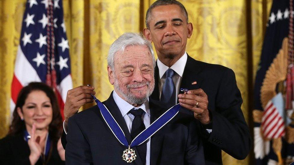 Barack Obama and Stephen Sondheim in 2015