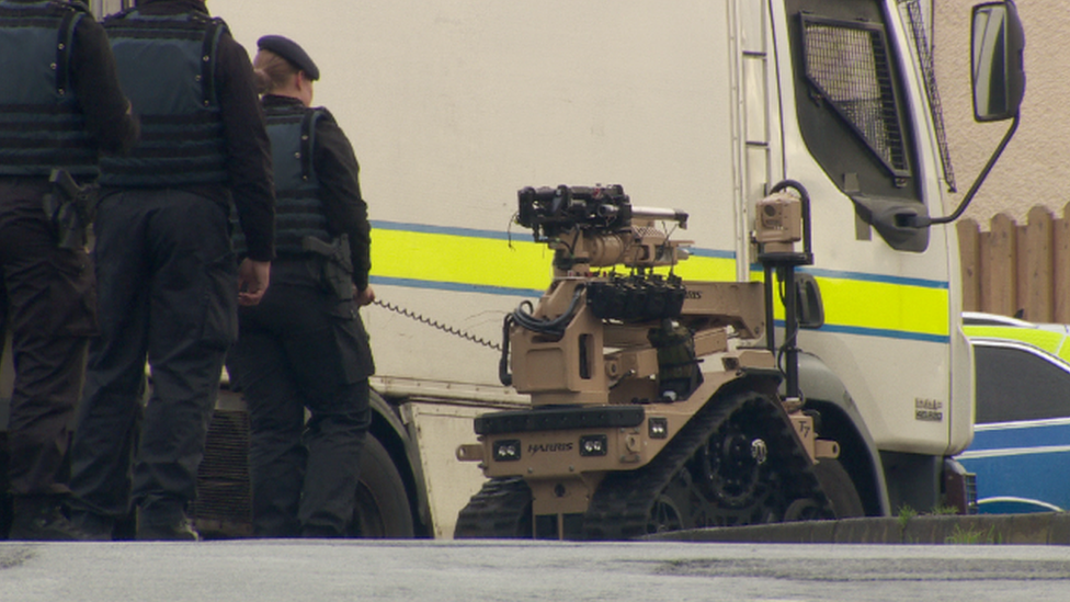 Bomb disposal robot at the scene in Banbridge