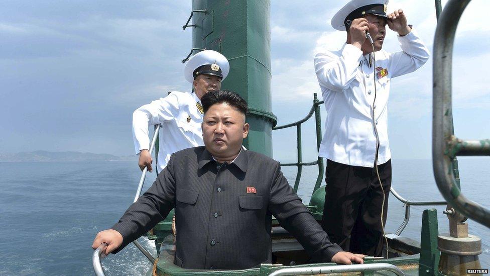 This file photo shows North Korean leader Kim Jong-un onboard a submarine