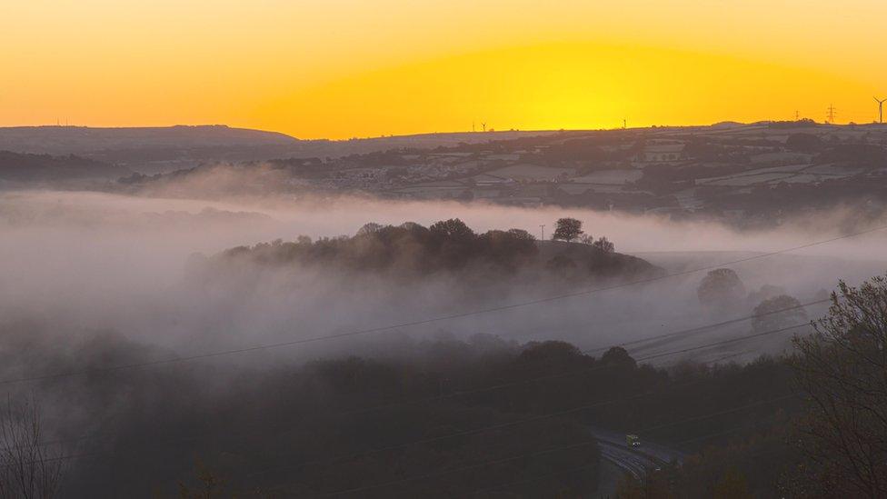 Sunrise view from The Gap A470 in the foreground