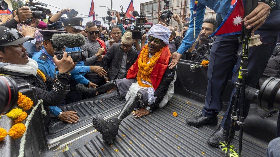 hari double amputee in kathmandu after everest climb