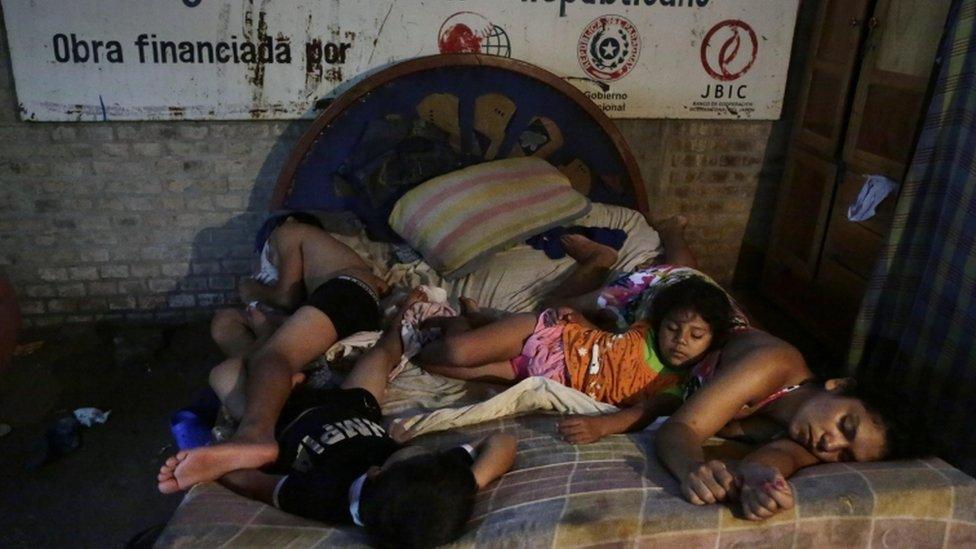 Paraguay floods displaced at temporary shelter