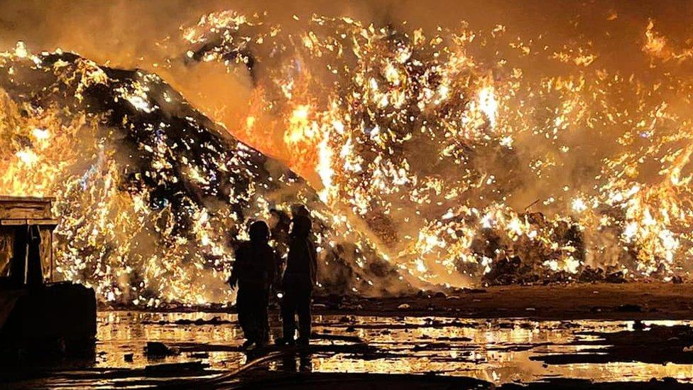 Fire at recycling centre