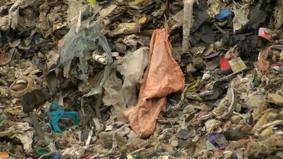 Close up of rubbish in the tip at Great Heck